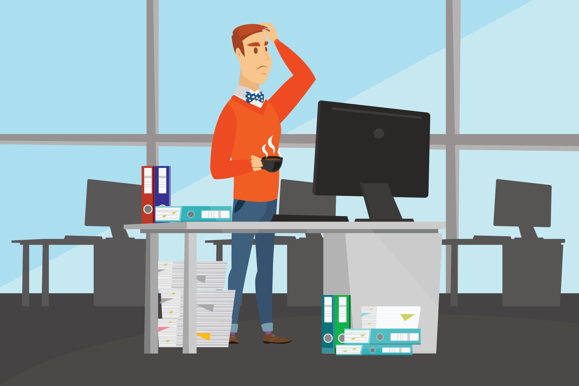 Comfused Man (looking at computer)