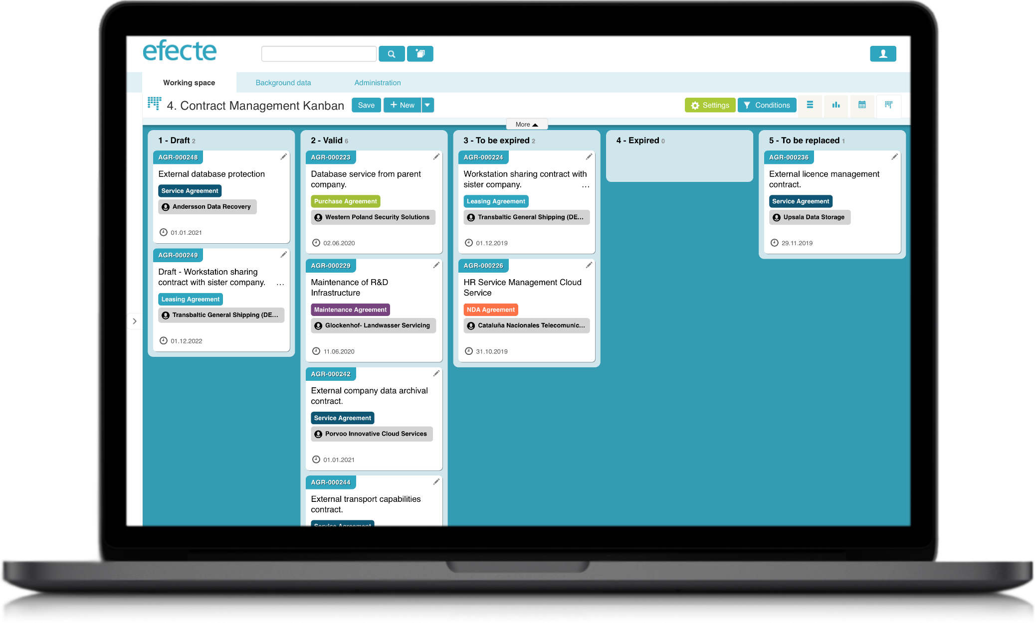 Efecte Contract Kanban Board