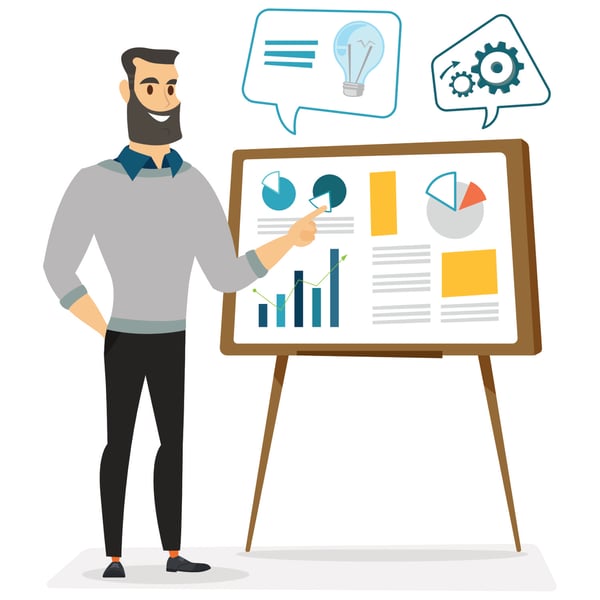 Man pointing at board